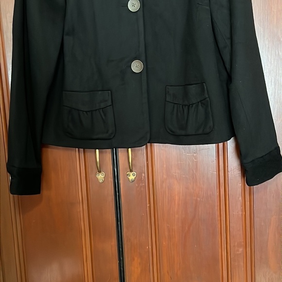 Eddie Bauer Black Short Wool Lined Button Front 2 Pockets Blazer/Jacket - Picture 5 of 16